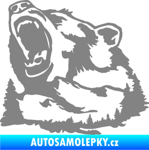 Samolepka Krajina hory 032 levá les s medvědem šedá