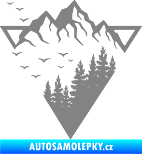 Samolepka Krajina hory 042 levá magický trojúhelník šedá