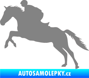 Samolepka Kůň 019 levá jezdec v sedle šedá