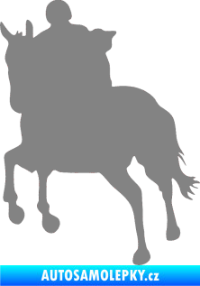 Samolepka Kůň 021 levá s jezdcem šedá