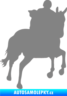 Samolepka Kůň 021 pravá s jezdcem šedá