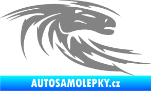 Samolepka Kůň 023 pravá hlava s vlající hřívou šedá