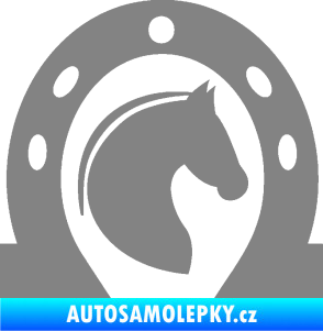 Samolepka Kůň 034 pravá podkova šedá