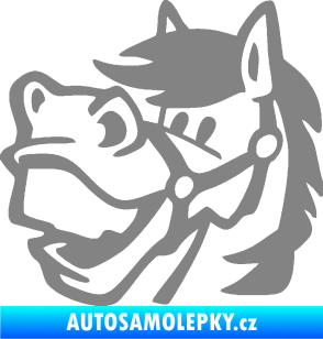 Samolepka Kůň 041 levá veselý šedá