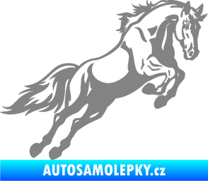 Samolepka Kůň 050 pravá ve skoku šedá