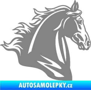 Samolepka Kůň 058 pravá hlava s hřívou šedá