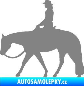 Samolepka Kůň 082 levá kovbojka na koni šedá