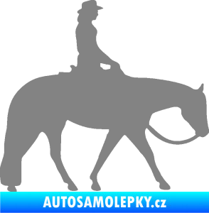 Samolepka Kůň 082 pravá kovbojka na koni šedá