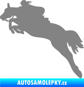 Samolepka Kůň 084 levá s jezdkyní šedá
