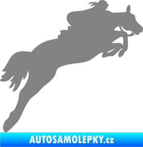 Samolepka Kůň 084 pravá s jezdkyní šedá
