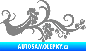 Samolepka Květina dekor 014 levá páv šedá