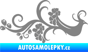 Samolepka Květina dekor 014 pravá páv šedá