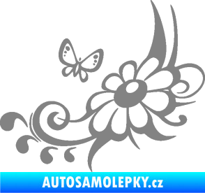 Samolepka Květina dekor 029 levá šedá