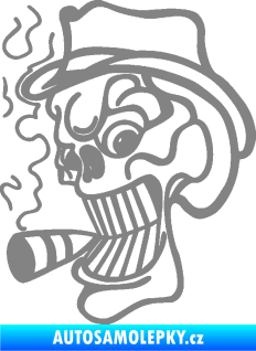 Samolepka Lebka 020 levá crazy s cigaretou šedá