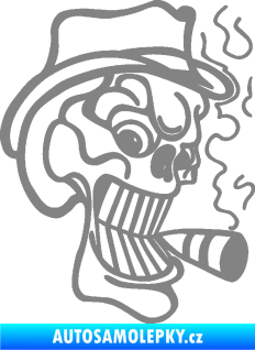 Samolepka Lebka 020 pravá crazy s cigaretou šedá