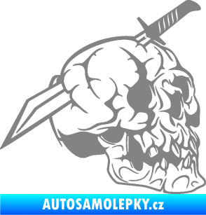Samolepka Lebka 031 pravá probodnutá nožem šedá