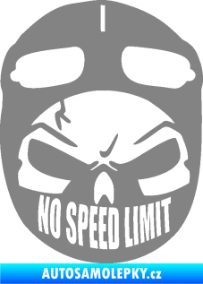 Samolepka Lebka 043 motorkář šedá