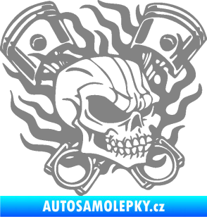 Samolepka Lebka 048 pravá písty a plameny šedá