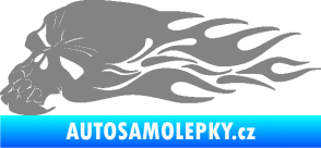 Samolepka Lebka 050 levá v plamenech šedá