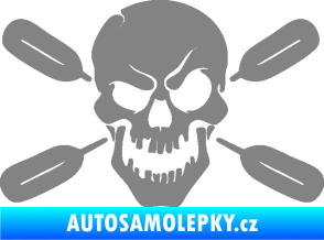 Samolepka Lebka 053 levá s pádly šedá