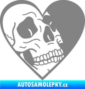 Samolepka Lebka 062 pravá v srdíčku šedá
