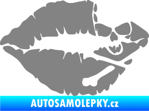 Samolepka Lebka polibek pravá šedá