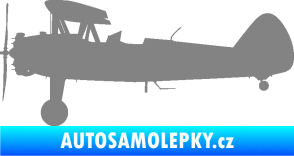 Samolepka Letadlo 020 levá Boeing Stearman model 75 biplane šedá