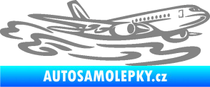 Samolepka Letadlo 026 pravá v oblacích šedá