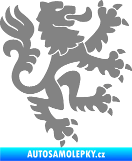 Samolepka Lev heraldika 001 pravá Český lev šedá