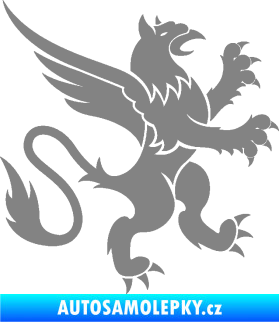 Samolepka Lev heraldika 003 pravá šedá
