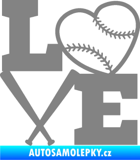 Samolepka Love baseball šedá