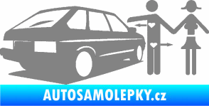Samolepka Love car love girl levá šedá