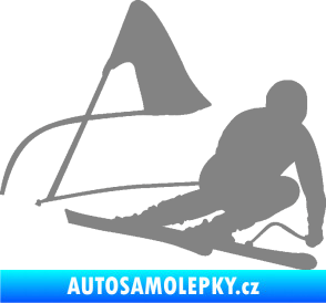Samolepka Lyžař 025 pravá šedá