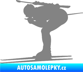Samolepka Lyžař 028 levá - biatlon šedá