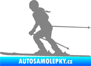 Samolepka Lyžařka 002 levá sjezd šedá