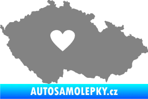 Samolepka Mapa České republiky 002 srdce šedá