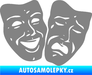 Samolepka Masky tváře 001 pravá veselý a smutný šedá