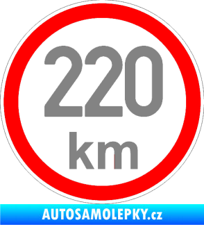 Samolepka Maximální rychlost 220km - nejvyšší konstrukční rychlost šedá