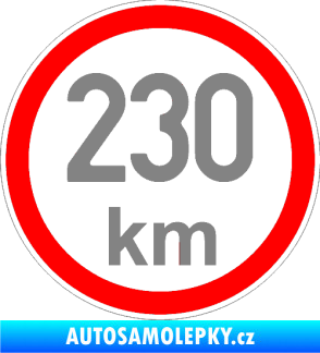 Samolepka Maximální rychlost 230km - nejvyšší konstrukční rychlost šedá