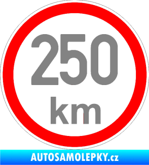 Samolepka Maximální rychlost 250km - nejvyšší konstrukční rychlost šedá