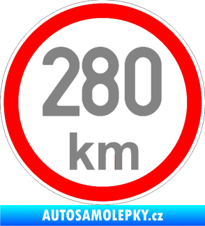 Samolepka Maximální rychlost 280km - nejvyšší konstrukční rychlost šedá