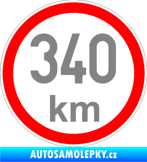 Samolepka Maximální rychlost 340km - nejvyšší konstrukční rychlost šedá