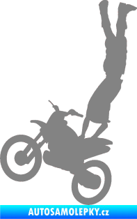 Samolepka Motorka 019 levá motokros freestyle akrobacie na motorce šedá