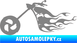 Samolepka Motorka 042 levá plameny šedá