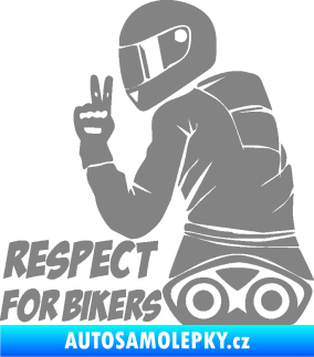 Samolepka Motorkář 003 levá respect for bikers nápis šedá
