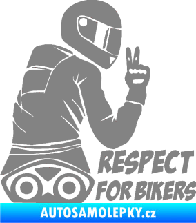 Samolepka Motorkář 003 pravá respect for bikers nápis šedá