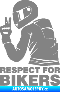 Samolepka Motorkář 004 respect for bikers nápis šedá