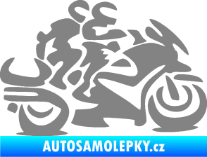 Samolepka Motorkář 009 pravá se spolujezdcem šedá