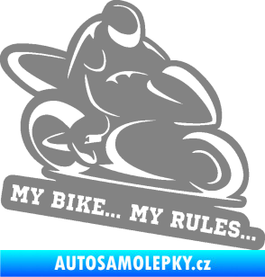 Samolepka Motorkář 012 pravá s textem šedá
