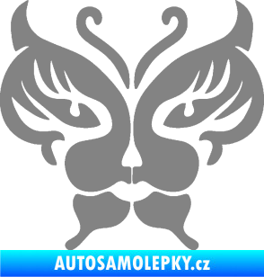 Samolepka Motýl 016 kočičí obličej šedá